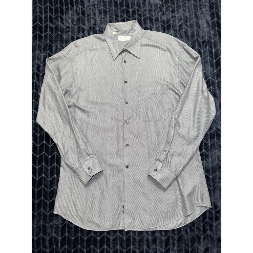 Ermenegildo Zegna Mens Shirt Button Up Long Sleeve Pocket Geometric Sz Large
